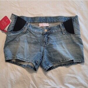 Isabel Maternity, Side Panel Midi Maternity Jean Shorts, Light Wash